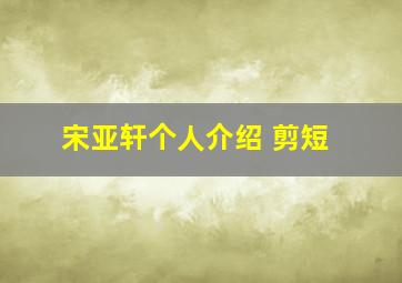 宋亚轩个人介绍 剪短